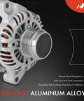 Close-up of Alternator For Honda Fit 2015 2016 1.5L Automatic CVT With 12V 105A 6 Groove Decoupler Pulley Clockwise Replacement Part
