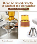 Single Serve Immersion Coffee Maker With Glass Pour Over Dripper And Reusable Stainless Steel Filter in kitchen sink