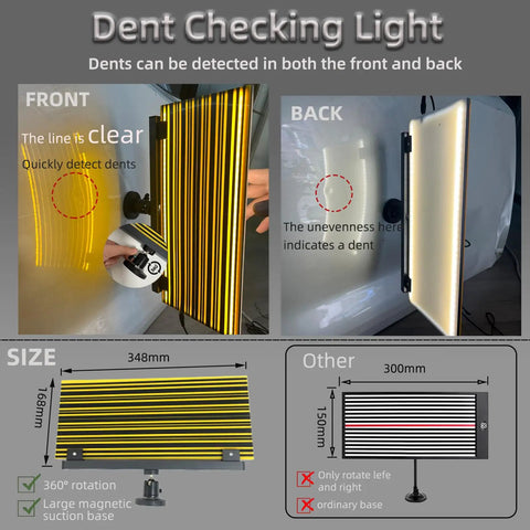 Dent checking light from 190 Piece Auto Body Dent Repair Tools Kit for paintless bodywork showing front and back detection