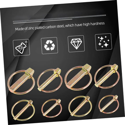 Heavy Duty Lynch Pin Locks Assortment Kit For Farm Tractors Trailers Mowers And Trucks Carbon Steel Pins With Zinc Plating For Rust Resistance Easy Quick Release Pin Fasteners For Farm Equipment And Outdoor Gear, zinc-plated steel lynch pins assortment