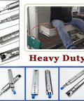 Heavy Duty Drawer Slide Rails With Secure Locking System And Detachable Under Desk Keyboard Tray, shown with user seated.