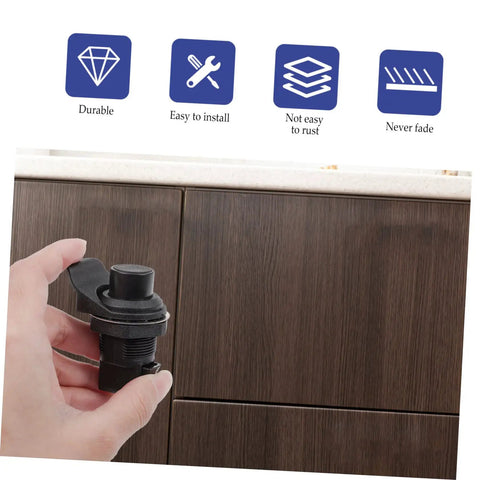 Keyless Push Button Cabinet Door Latch Built Tough Stainless Steel And Plastic Build adjustable latch in hand for furniture