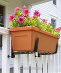 Adjustable Window Box Brackets Set, Heavy Duty Iron Planter Brackets For Railings, Easy Install Fits Top 0 To 6.5 Inches And Base 5.5 To 10.4 Inches