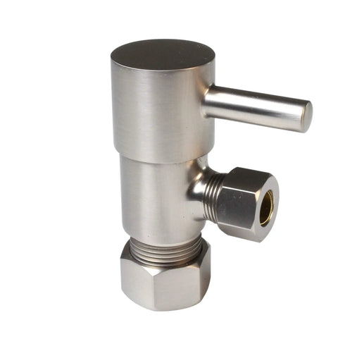 Quarter turn angle stop for Toilet Supply Line Riser Kit With Twenty Inch Flat Head Five Eighths By Three Eighths Inch OD Round Handle