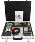 Handheld Ultrasonic Flowmeter Clamp On Portable Liquid Flow Meter With S1 M2 Transducers shown in protective case with accessories