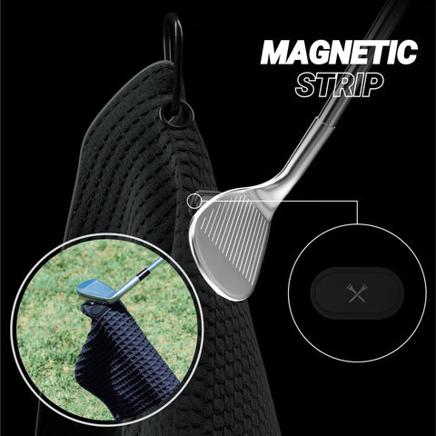 Premium Magnetic Golf Towel With Brush Groove Cleaner And Clip Microfiber Waffle Towel for your golf bag on the course in use
