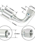 3/8 JIC hydraulic fittings kit with 90 degree swivel and measurements for industrial machinery repair.