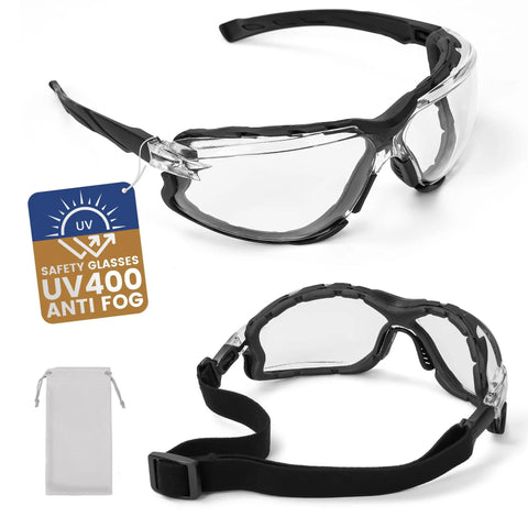 All Day Comfort Anti Fog Safety Goggles With Foam Seal And Adjustable Strap UV Protection Scratch Resistant ANSI Z87.1 Eye Gear