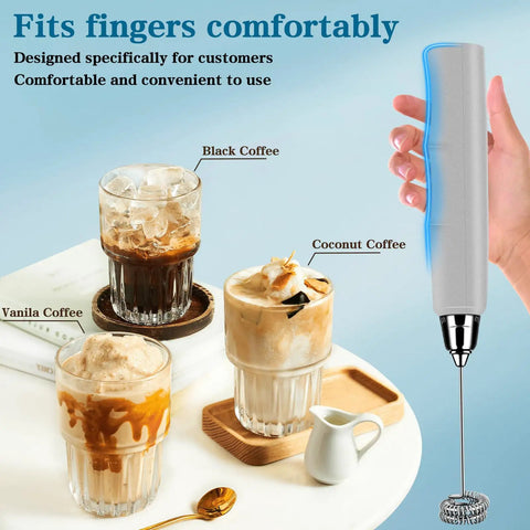 Handheld Milk Frother For Coffee And More Electric Whisk With 3 Speed Adjustable Settings And Stainless Steel Whisks Rechargeable