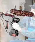 Heavy Duty Cordless Cable Threading Machine And Automatic Wire Puller With Long Life Battery in use at wall junction.
