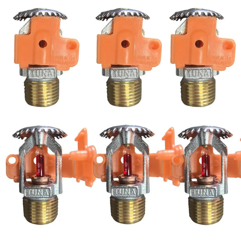 Heavy Duty Upright Fire Sprinkler Head For Automatic Systems With No Sweat Install And Sure Thing 155 Degree Fahrenheit Activation In Chrome Finish For Solid Peace Of Mind Protection Pack Of Six, showcased in multiple angles.