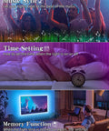 9.8 Ft USB Powered RGB LED TV Backlight Strip For 32 To 60 Inch Televisions With Remote Bluetooth App Control And Music Sync in three uses: party, sleeping, and home theater setup.