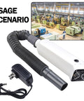 Badass Soldering Fume Extractor With Adjustable Telescopic Hose For Crisp Air Purification and Easy Workbench Flow On Precision Electronics Repair Tasks With Absolute No Sweat Performance, showcasing white extractor unit and flexible hose.