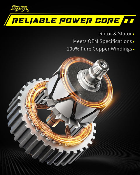 Beefed Up 150A 12V Clockwise Alternator Replacement Fits Sorento 2011 And 2015-2018 with rotor and stator highlighted