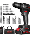 21V Cordless Drill Kit With Brushless Motor, Compact Grip, Quick Charger, Li Ion Battery, 57 Piece Bit Set, Tool Bag, Case