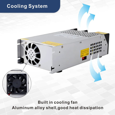 Cooling system of Beefy 24V DC Power Supply 1200W AC to DC Converter SMPS 50A Switching Power Supply Adapter with built-in fan