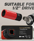 5 Piece 1/2 Inch Drive Impact Lug Nut Socket Set With Non Marring Thin Wall Wheel Protector Sockets overview