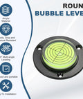 Nexarelle 6pcs Round Bubble Level D:48.9mm, H: 9.2mm Black Green with acrylic material, showing clear bubble and scale design.