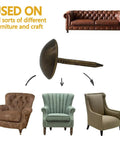 Top Notch Antique Brass Upholstery Tacks For Furniture 100 Pack Decorative nail head shown with various chairs and sofa.