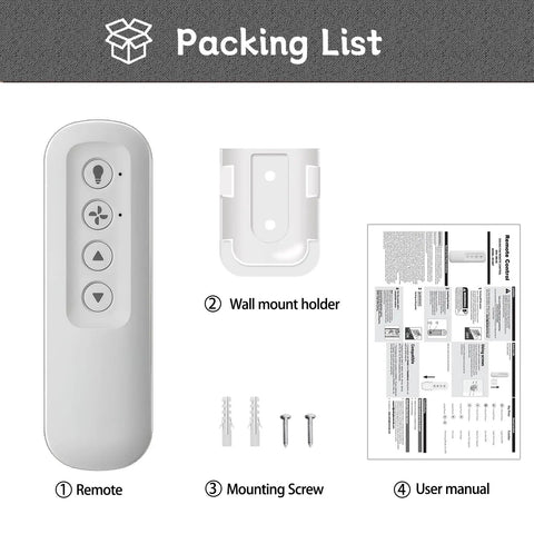 Ceiling Fan Remote Control Replacement With Wall Bracket No Fuss Setup 3 Speed Settings And Light Dimmer Remote Only Receiver
