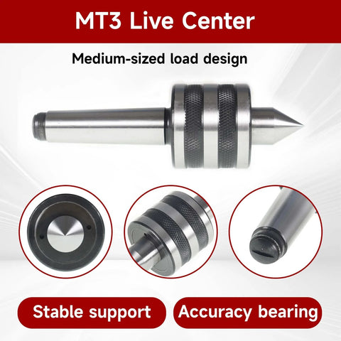 MT3 60 Degree Live Center For CNC Lathes And Manual Lathes High Speed Lathes Medium Duty Tailstock Center, steel with sealed end