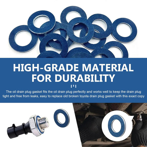 Oil Drain Plug Gasket Set 24 Pcs M12 Aluminum Crush Washers for Toyota Camry RAV4 Tacoma Lexus RX NX Scion TC XB Replacement 9043012031 Leak Proof Seals Kit, blue washers