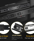 Built Tough 14 Inch Ball Bearing Drawer Slides Six Pairs Heavy Duty Side Mount Tracks Black Finish Smooth Glide Steel features detailed dimensions and snap-on design.