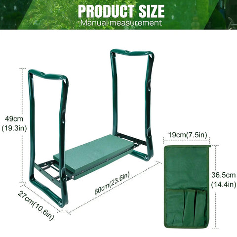 Foldable Garden Kneeler Seat With Handles And Tool Bags, 2 In 1 Grab-And-Go Lightweight Stool dimensions with foam bench