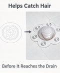 2 Pack Hair Catcher Drain Cover - 5" Dome Shaped Soft PVC with 6, effective hair capturing in a shower drain.