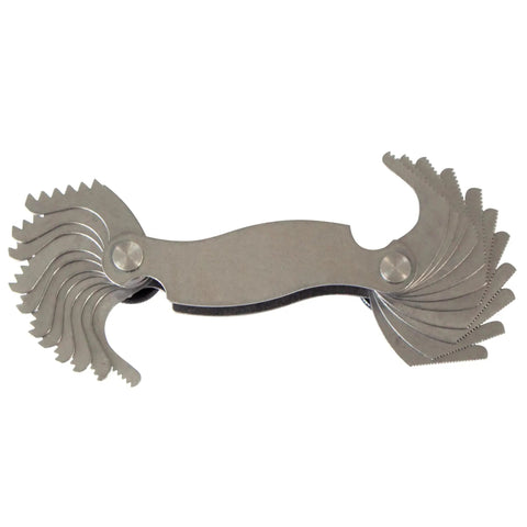 Made In USA Pro Grade Screw Pitch Gauge With 22 Leaves For 9 To 40 TPI English Thread Gage Tool And Precision Steel Thread Measuring Instrument For Automotive Machinery And General Fasteners.