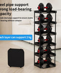 Slim 6 Tier Vertical Narrow Shoe Rack Stackable Tall Skinny Organizer For Tight Spaces, steel support with weights