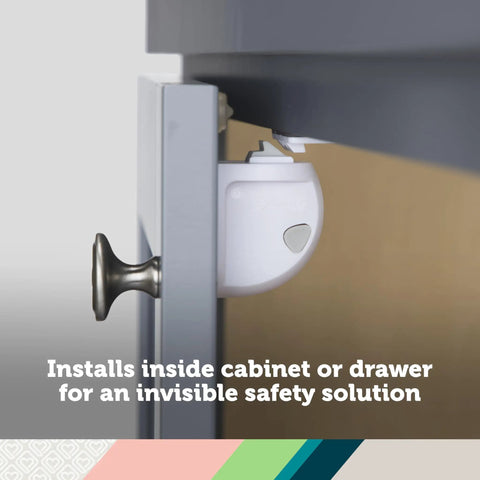 Adhesive Magnetic Cabinet Locks Set With Four Locks And One Key Easy Installation No Tools Needed For Most Cabinets Strong 3M Adhesive