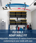 Ceiling Mounted Garage Storage Rack Two Pack Industrial Metal Overhead Rack For Surfboards And SUPs Adjustable Space Saving Holder