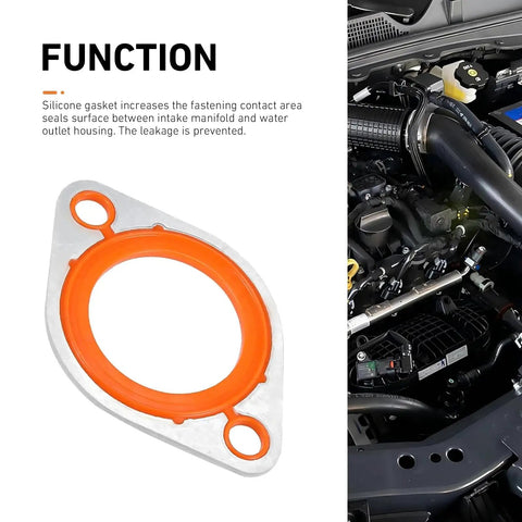 Heavy Duty Thermostat Water Neck Housing Gasket For Chevy Small Block Big Block Engine Replacement Part, orange rubber design.