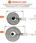 MP22YA Electric Range Burner Element Unit Set Upgraded 2026 Replacement Kit dimensions for 6in MP15YA and 8in MP21YA coils