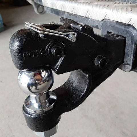 Installed trailer hitch with 40 Piece Square Coupler Pins Set One Quarter Inch Locking Shafts Zinc Coated Carbon Steel