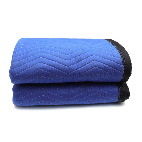 72x80 Extra Thick Furniture Moving Blanket Pack Of 12 Heavy Duty Protective Pads For Shipping And Moving, stacked blue blankets