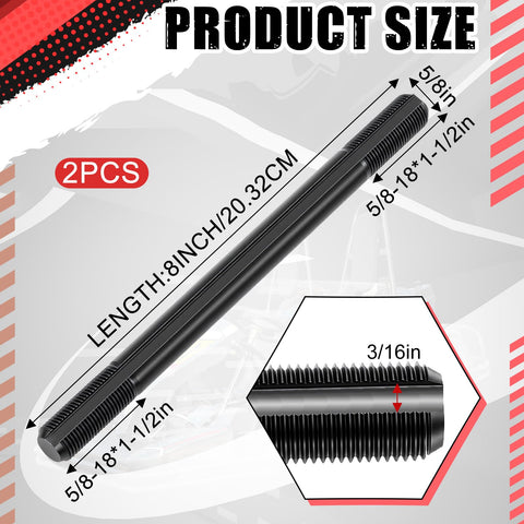 Two Long Threaded Jackshafts For Go Kart And Mini Bike Builds Five Eighths Inch By Eight Inches Five Eighths Inch Thread Three Sixteenths Inch Keyway Includes Spare For Torque Converter Upgrades And Replacement Parts