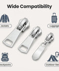 Three In One Zipper Repair Kit With Anti Slip Lock Sliders And Replacement Pulls, 6 Metal Zippers And Stops for various gear