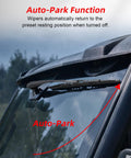 Image of Badass 165 Degree UTV Windshield Wiper Kit With Reinforced Metal Arm and Tough Rubber Blade showing Auto-Park function.