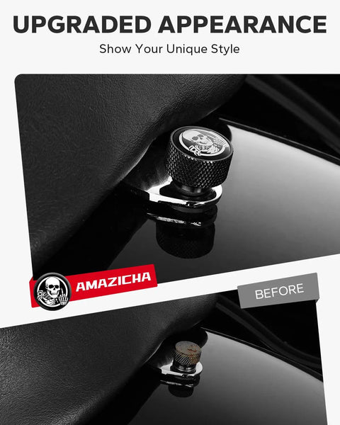 Stainless Steel Skull Pattern Seat Bolt Kit With Screws And Mounts For Harley Touring Sportster Softail Dyna 1996-2026 Black Finish SAE 1/4-20 Compatible Must-Have Hardware