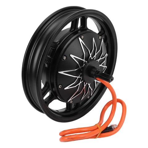 Heavy Duty Aluminum Alloy Wheel Hub Motor 14 Inch For Electric Scooter Motorcycle Conversion Kit 2000W To 5000W showing motor details and wiring.