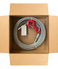 Galvanized Steel Winch Cable For Towing And Recovery Three Eighths Inch Beefy Heavy Duty 10582 Lbs Breaking Strength With Swivel Hook And Dual Aluminum Rings 6x19 Strand Core For Crane Tow Truck 50 Feet coiled in box