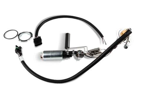 Plug And Play Oem Style Efi Fuel Tank Module With Heavy Duty Flow Pump And Internal Pressure Regulator features fuel pump, wiring, and connectors.