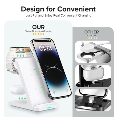 3 In 1 Fast Wireless Charger Station For iPhone 17 16 15 14 13 12 11 Pro Max Plus Air X XS XR SE AirPods And Apple Watch Ultra Series