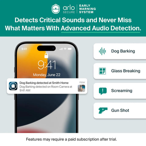 Smartphone displaying security alert features of Pan Tilt 2K Outdoor Security Camera With Plug In Power Real Time Alerts Person Recognition Package Detection Animated Preview Auto Motion Tracking 360 Degree View Dual Band WiFi No Battery Hassle 1 Month Secure Plan Trial.