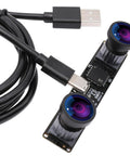 Dual Lens USB Camera Module For Laser Engravers And Raspberry Pi, 4MP HD 1080P At 60fps, 120-Degree Wide Angle, M12 Mount, Stereo Synchronous.