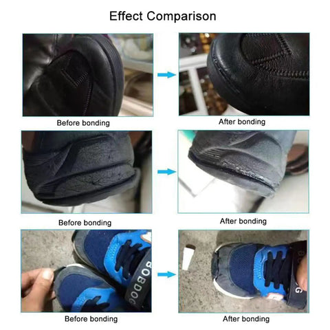Effect comparison before and after using Heavy Duty Shoe Sole Glue Adhesive Waterproof Repair For Sneakers Boots Leather Handbags And Heels Multipurpose Professional Glue Beast Bond For Soles And Other Materials