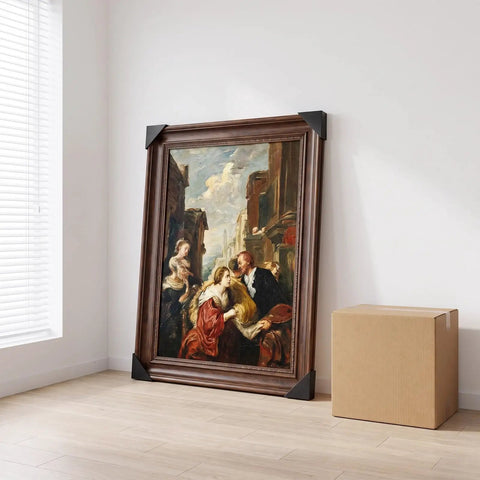 Plastic Triangle Edge Corner Protectors Pack Of 100 Pcs 1.89 X 1.89 X 0.71 Inch on framed artwork against a wall