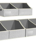 Trapezoid Closet Storage Bins With Handles Easy View Organizer Baskets For Shelves Clothes Toys And Books 3 Pack in grey